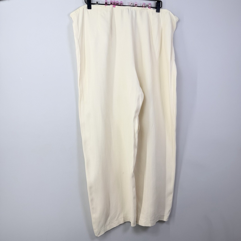 Eileen Fisher Silk Blend Pull On Pants Cream Wide Leg 1X Elastic Waist - Picture 7 of 11